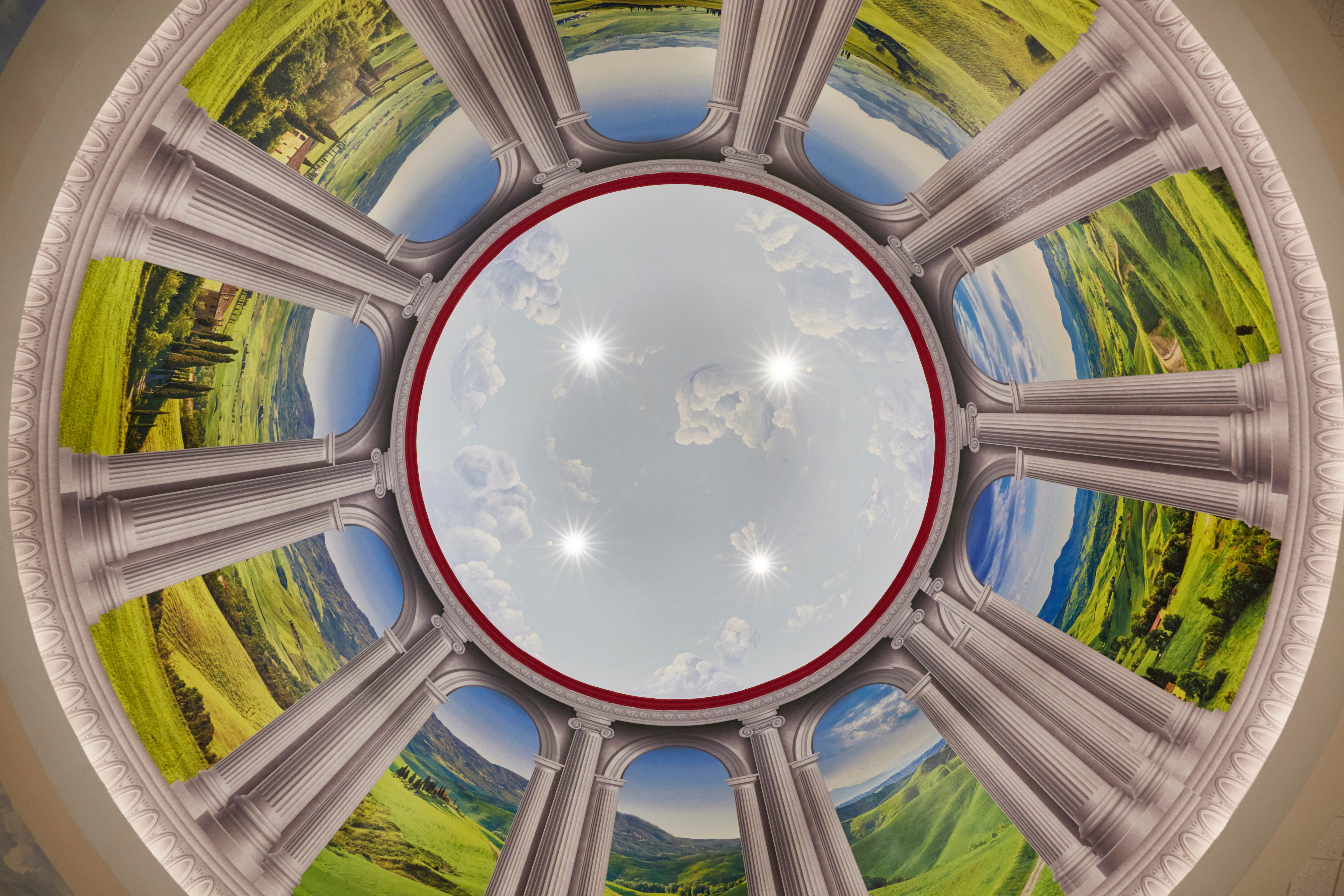 The Italian-inspired mural and domed ceiling inside Uncle Giuseppe's