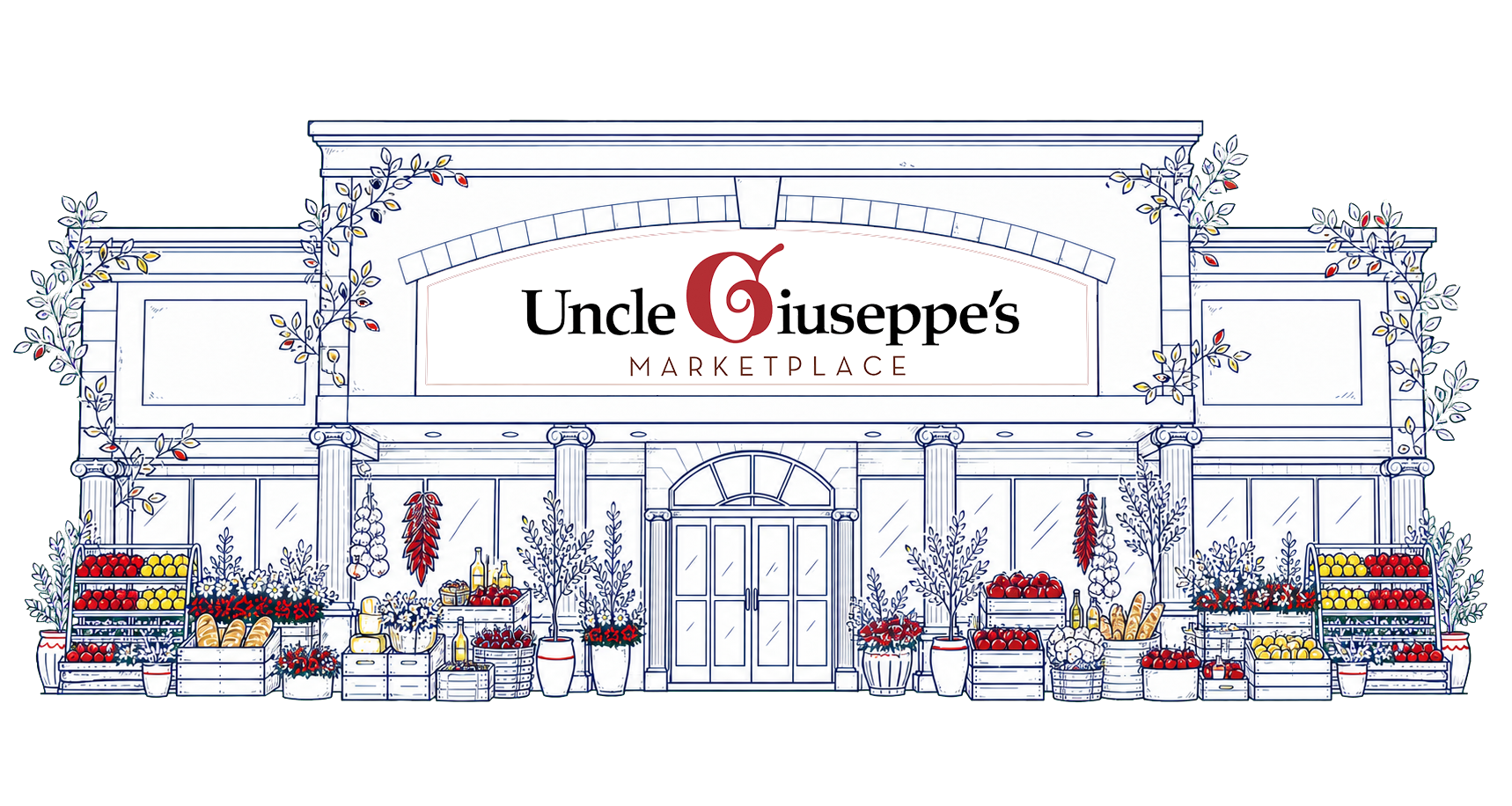 Illustration of an Uncle Giuseppe's Marketplace storefront